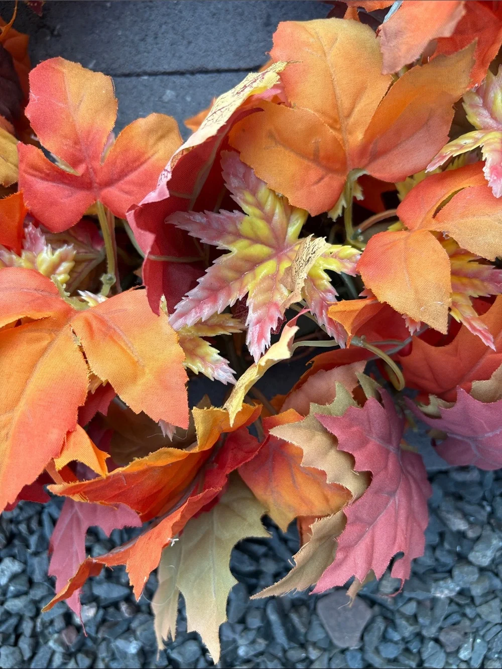 Autumn Maple Leaf Holiday Wreath - Orange Fall Door Decor